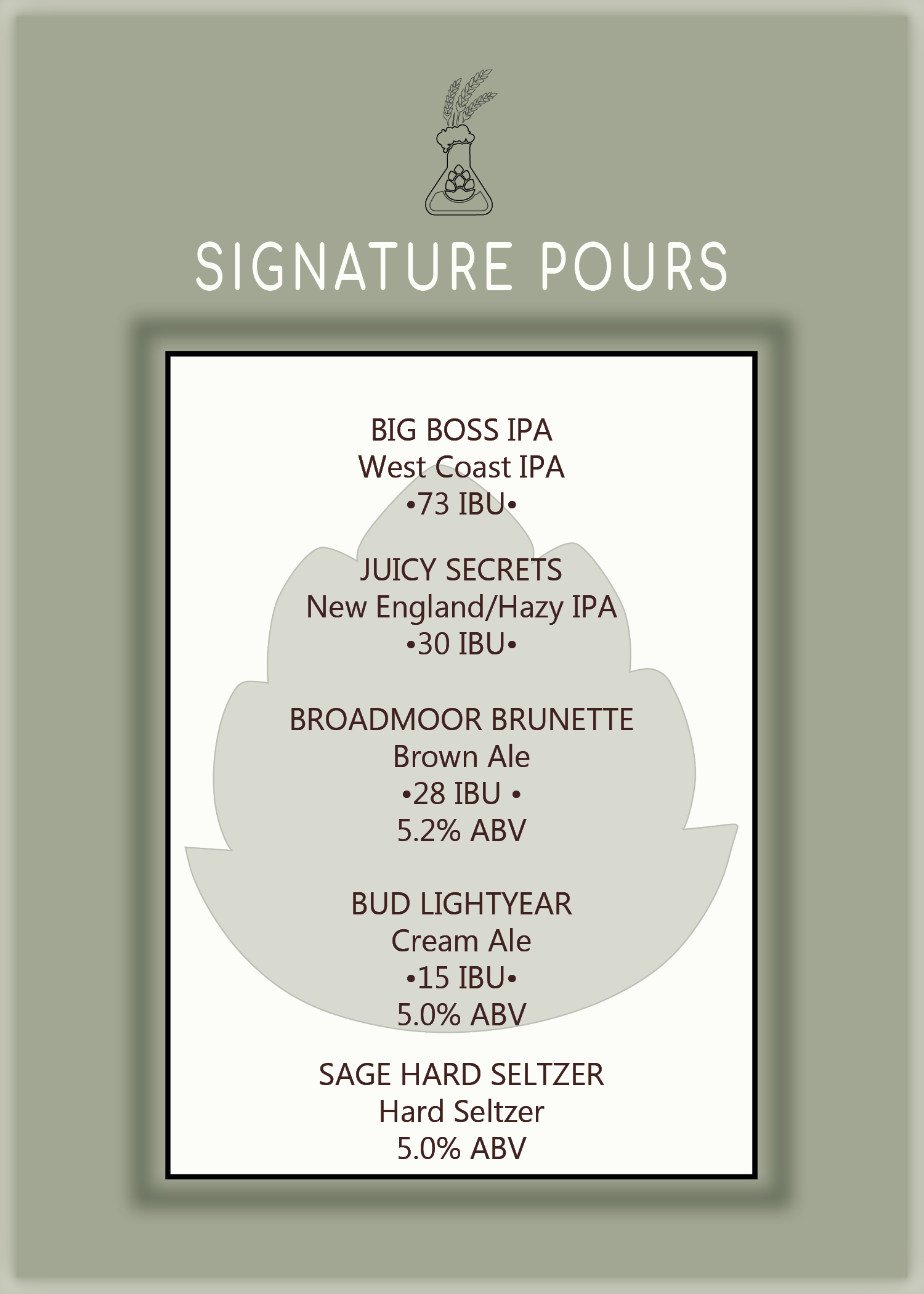 Sage Brewing menu front